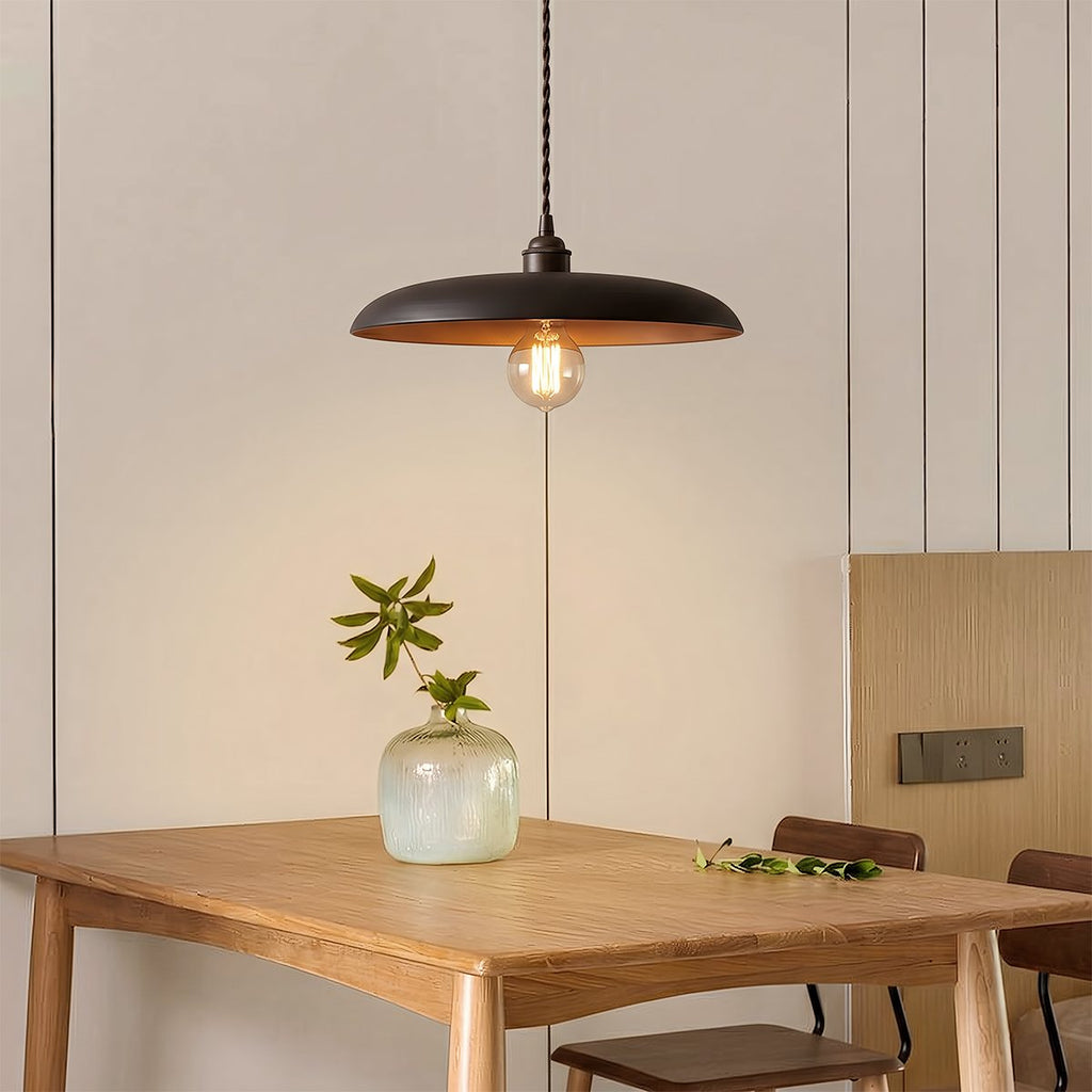 WoodLumen Dome Pendant Light With Brass Accents And Warm Glow
