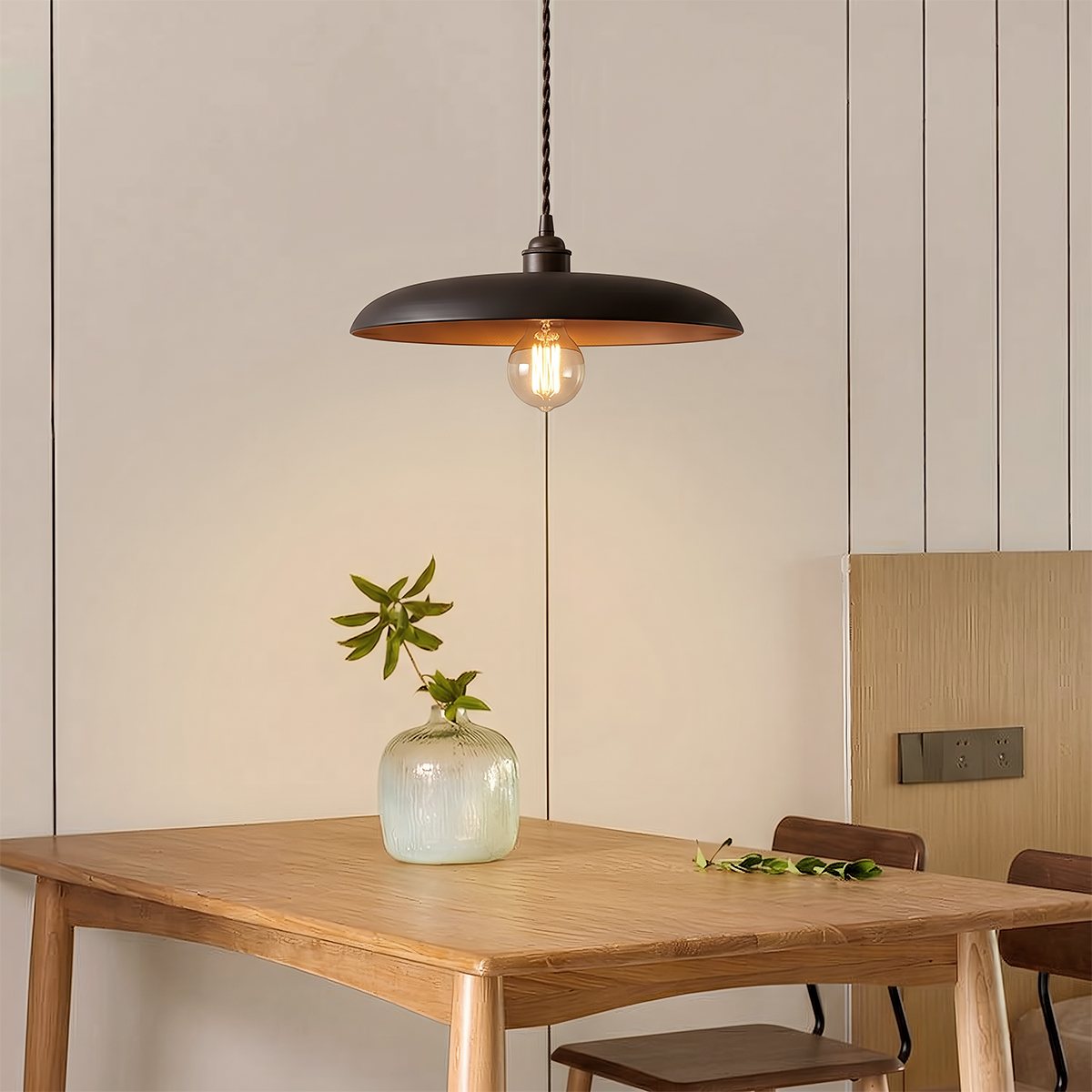 WoodLumen Dome Pendant Light With Brass Accents And Warm Glow