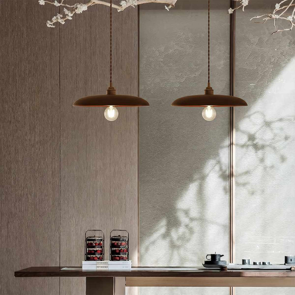 WoodLumen Dome Pendant Light With Brass Accents And Warm Glow