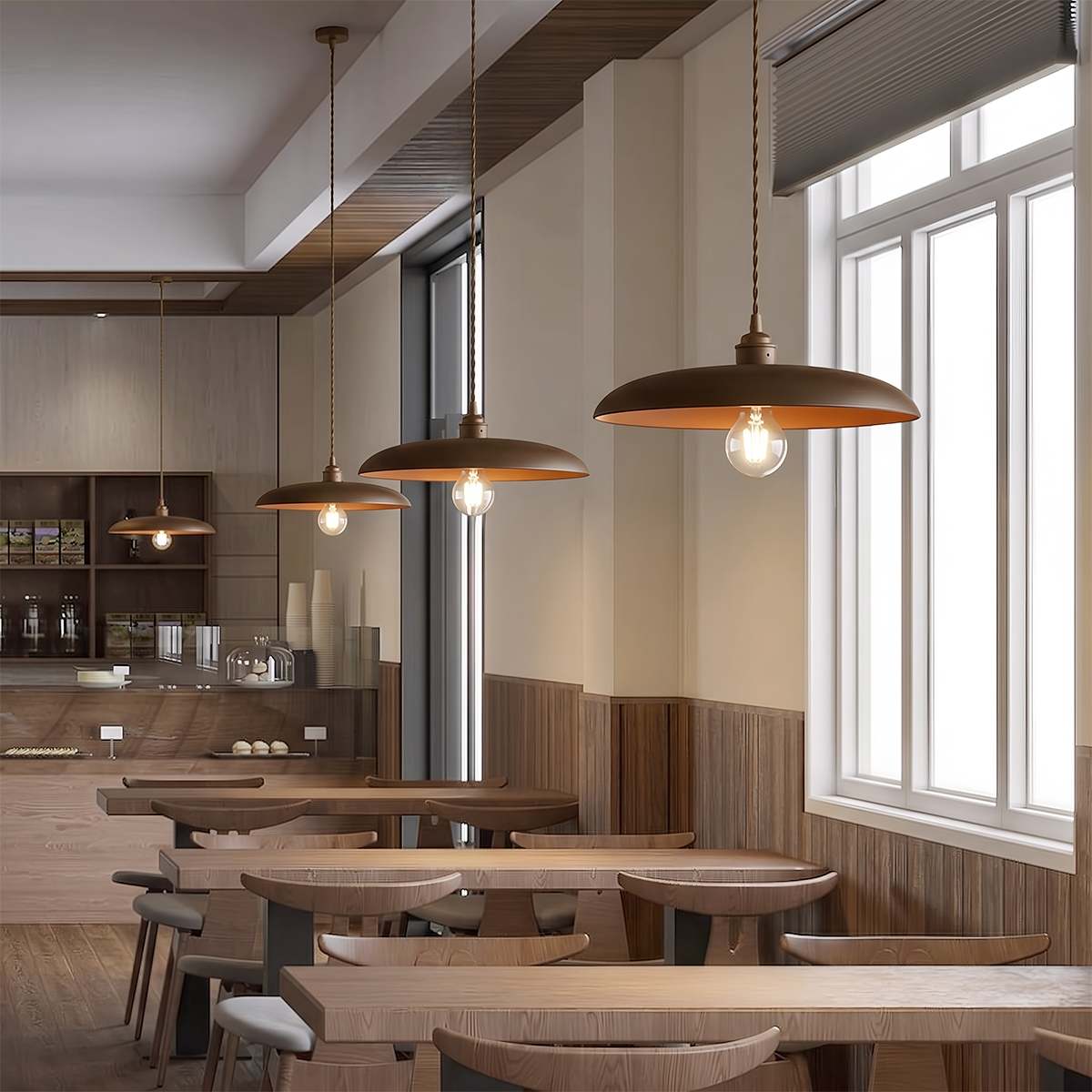 WoodLumen Dome Pendant Light With Brass Accents And Warm Glow