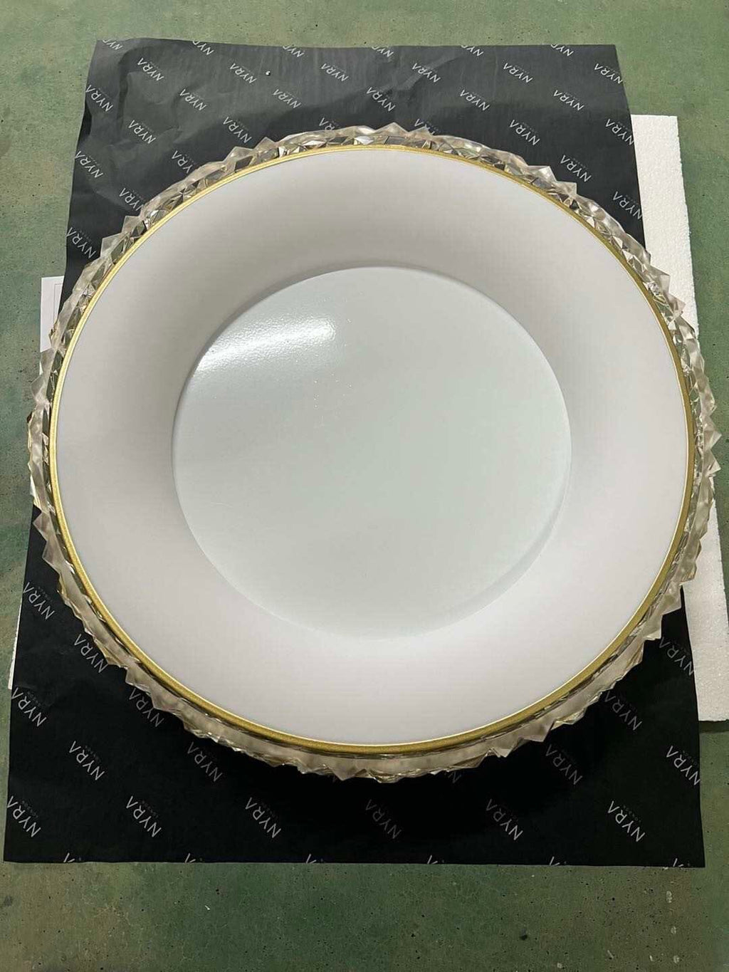 Lampadario rotondo in cristallo Marlow, lampada da soffitto color oro