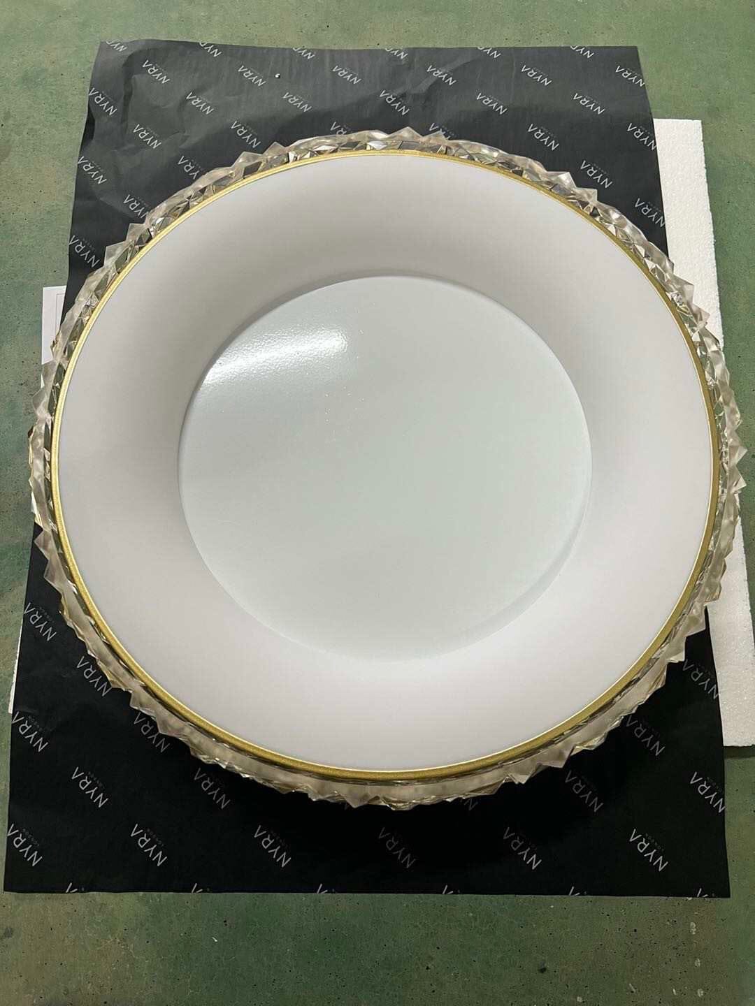 Lampadario rotondo in cristallo Marlow, lampada da soffitto color oro