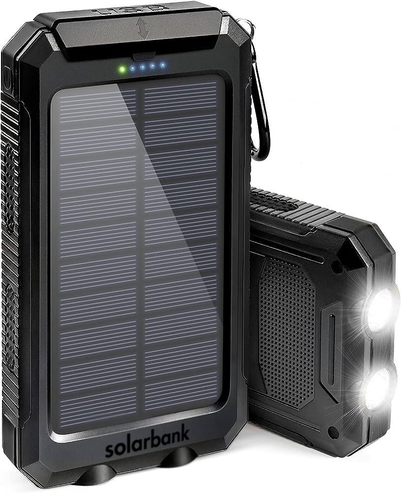 SolarPulse 20000 mAh solcelle-powerbank med LED-lommelygte