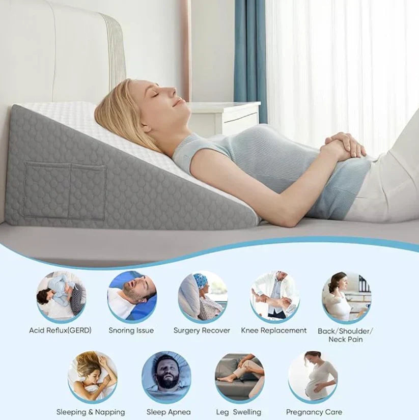 Klínový polštář pro zmírnění chrápání a zlepšení spánku s AeroSleep