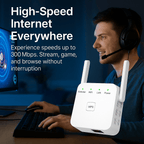 Kaksitaajuuksinen WiFi-verkon kantamanlaajennin kotiin ja puutarhaan, AeroLink, jopa 1200 Mbps