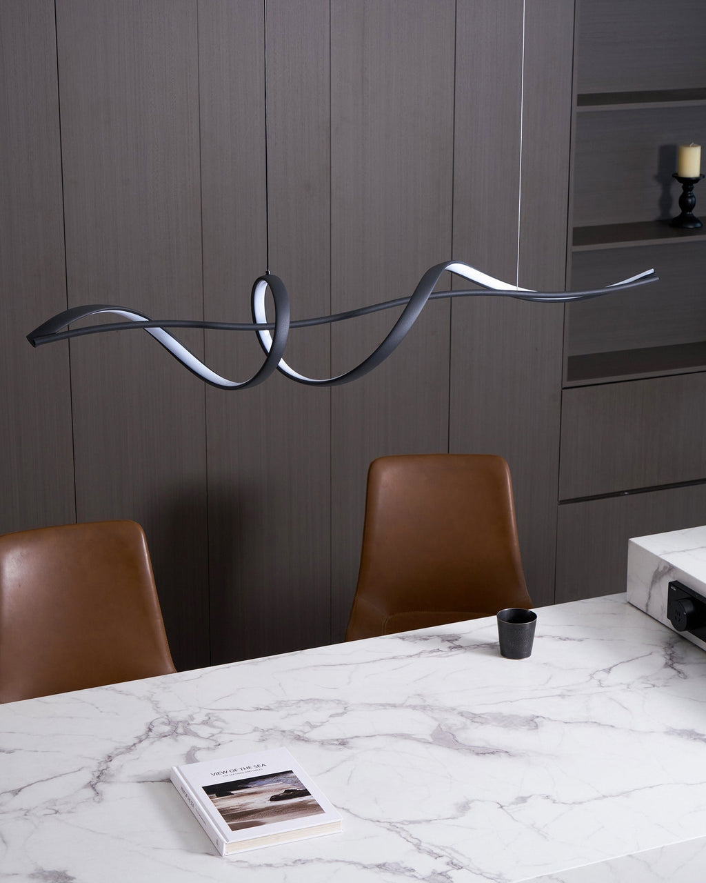 Aveline Modern Black LED Wave Pendant Light | Fioriscas