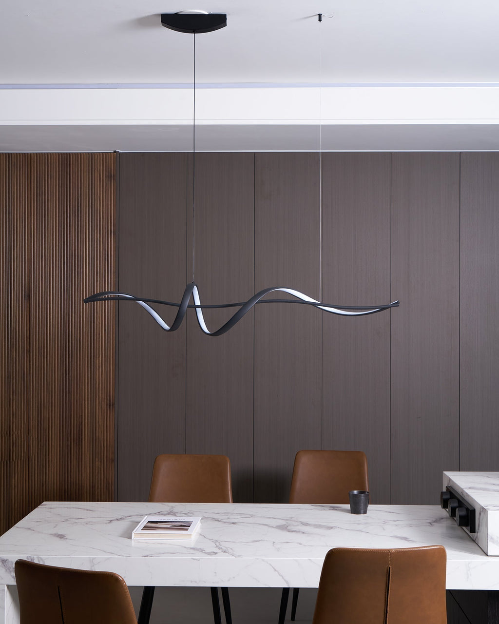 Aveline Modern Black LED Wave Pendant Light | Fioriscas