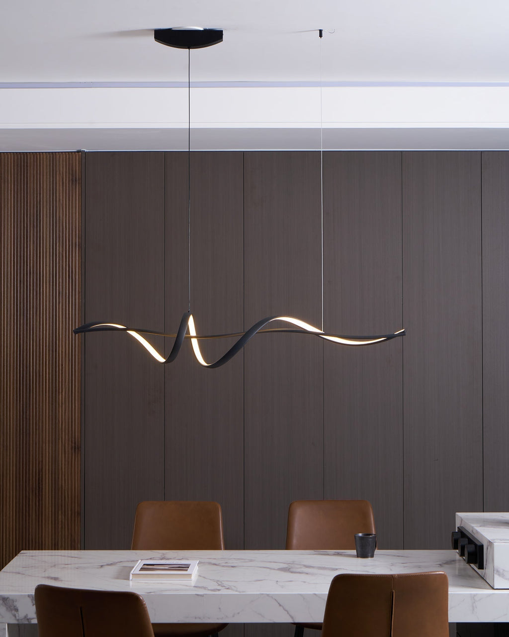 Aveline Modern Black LED Wave Pendant Light | Fioriscas