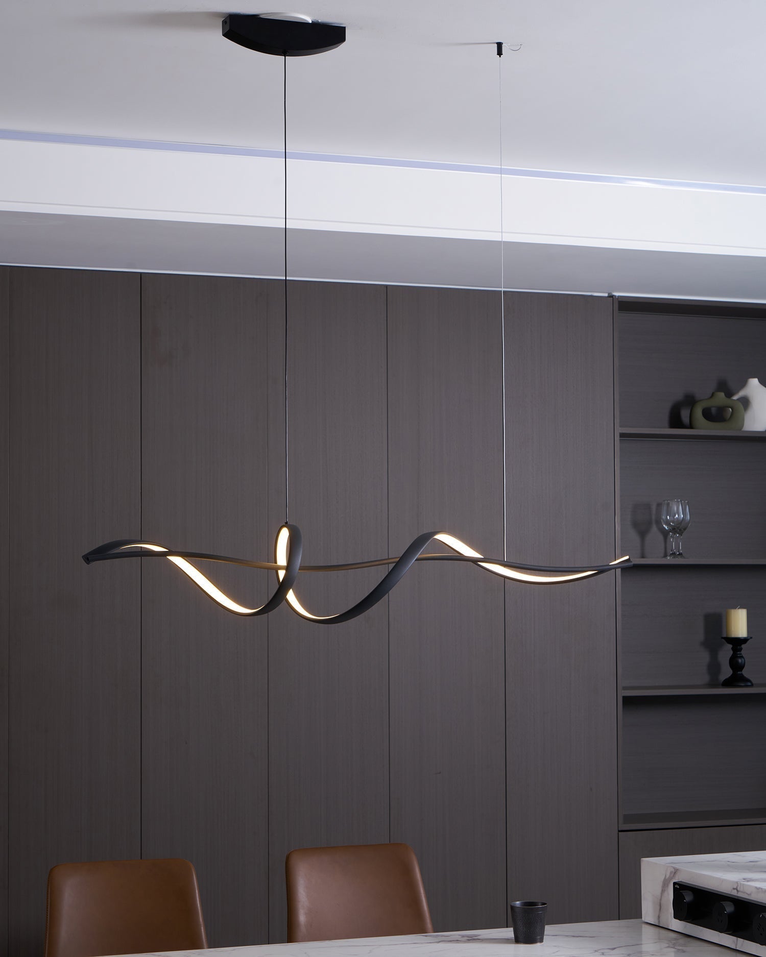 Aveline Modern Black LED Wave Pendant Light | Fioriscas