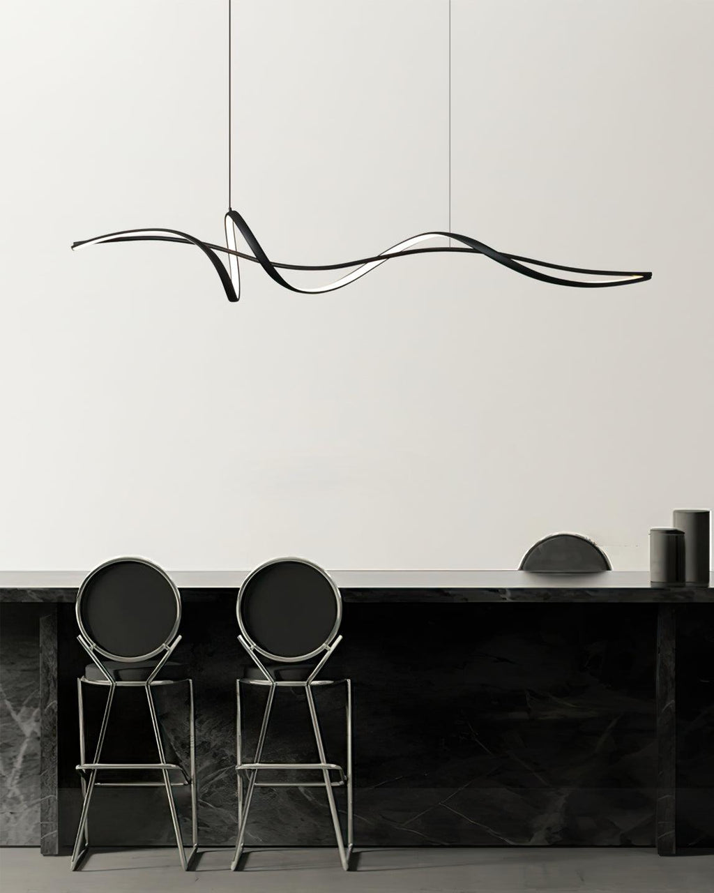 Aveline Modern Black LED Wave Pendant Light | Fioriscas