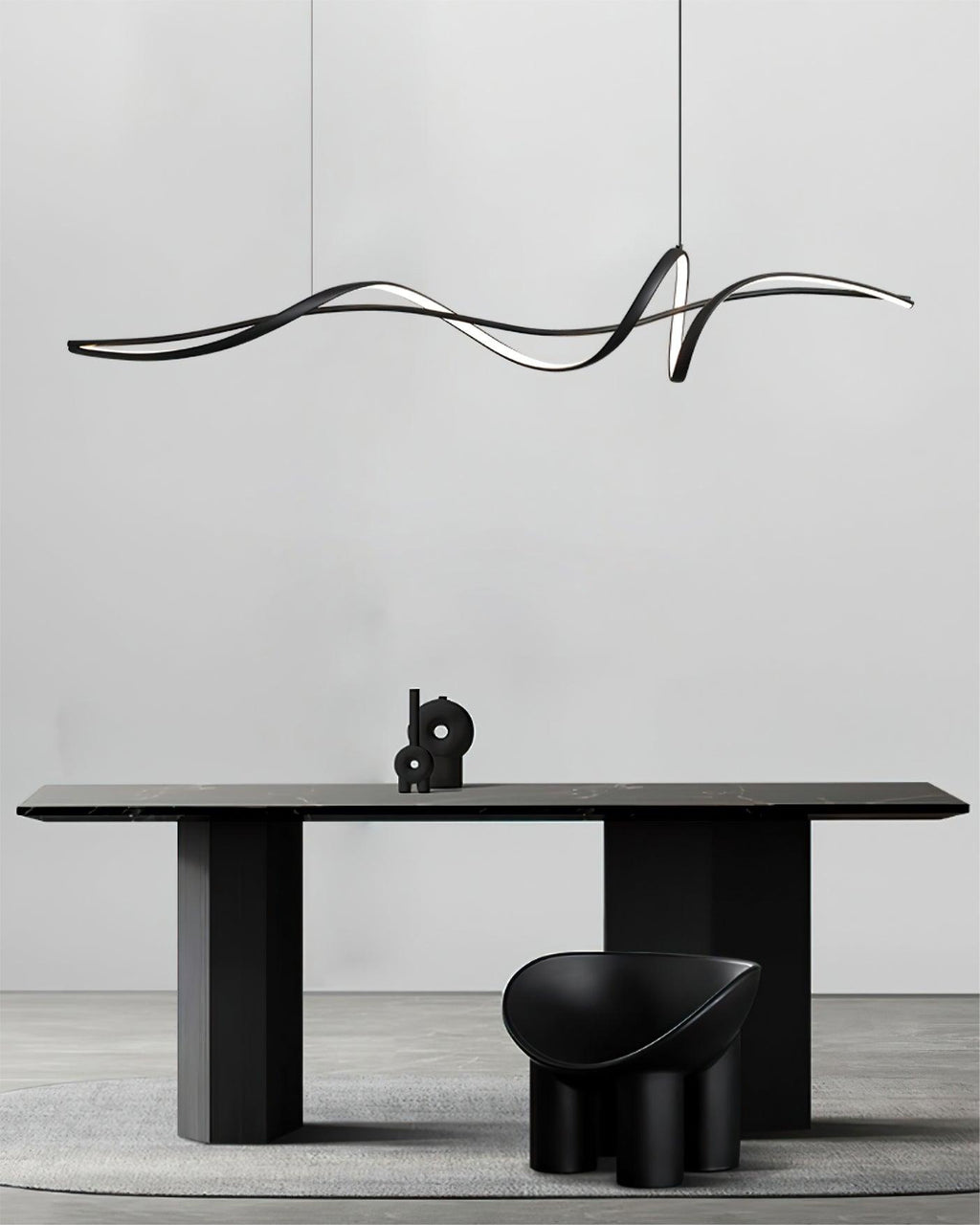 Aveline Modern Black LED Wave Pendant Light | Fioriscas