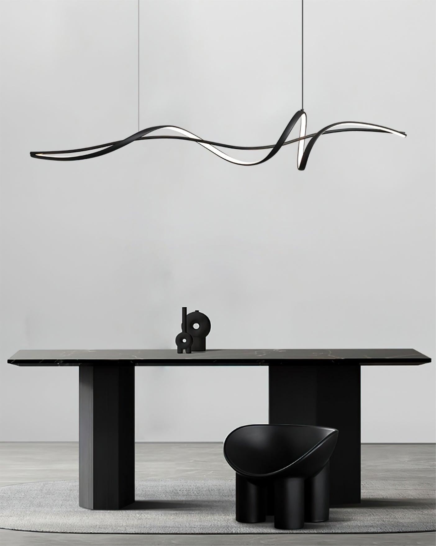 Aveline Modern Black LED Wave Pendant Light | Fioriscas