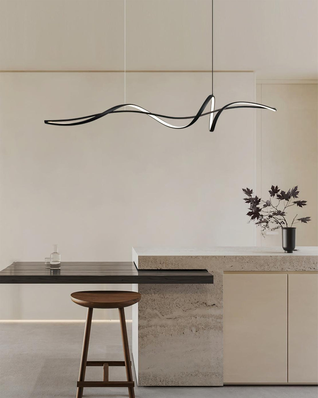 Aveline Modern Black LED Wave Pendant Light | Fioriscas
