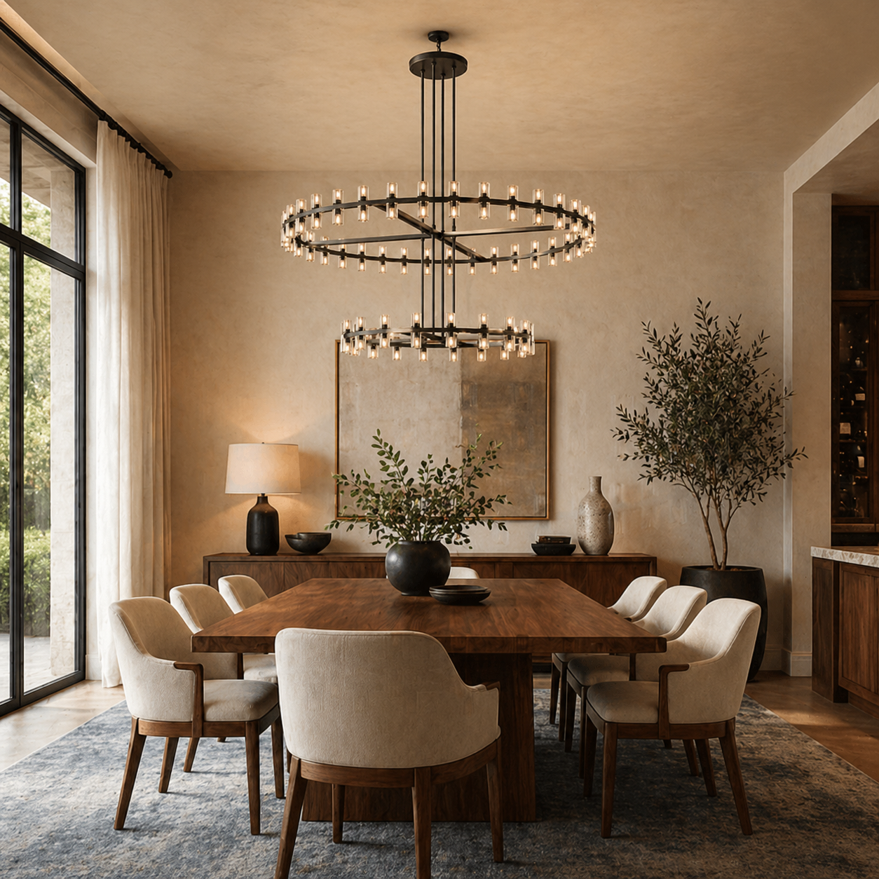 LumenHex Crystal Gear Chandelier Interlocking Hex Spokes
