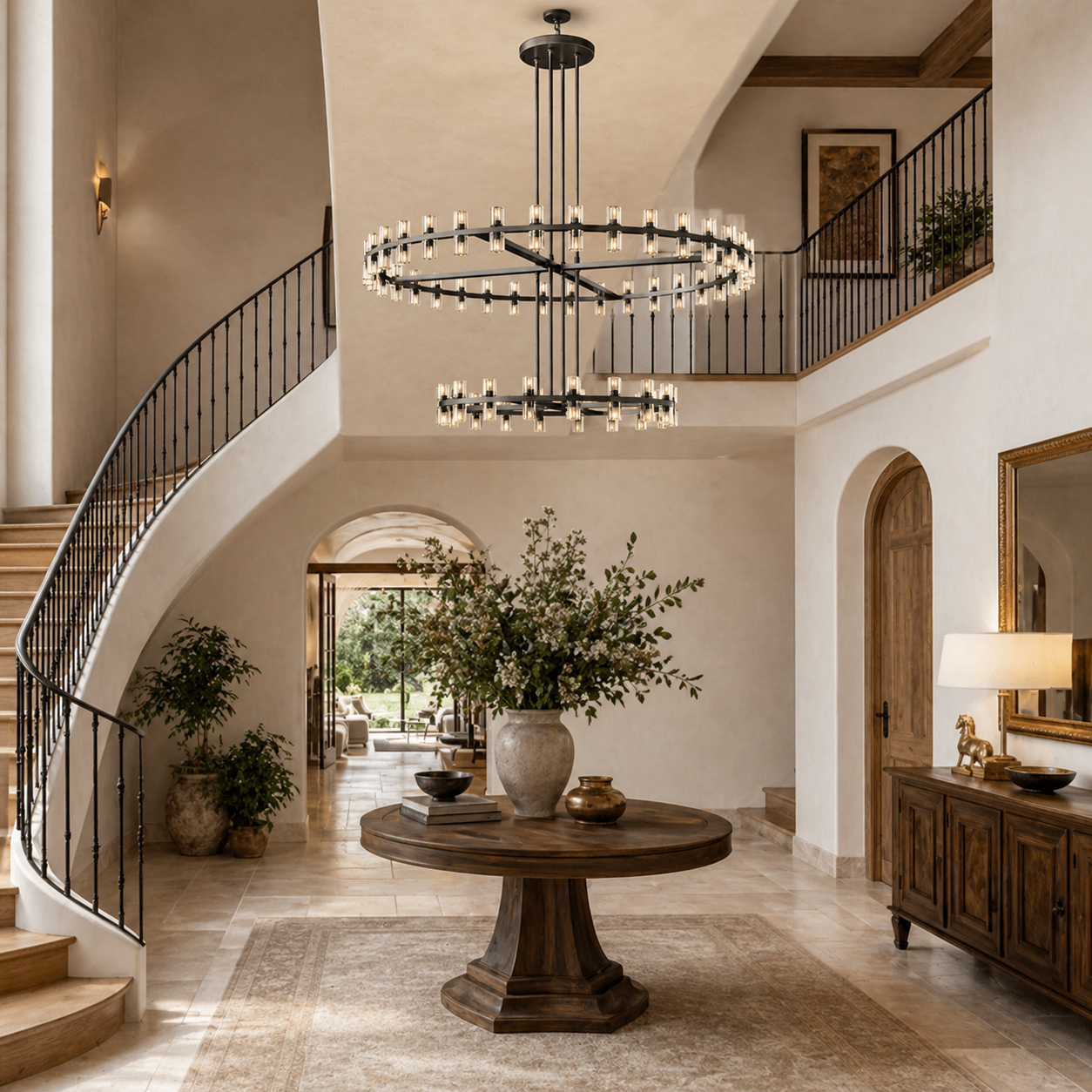 LumenHex Crystal Gear Chandelier Interlocking Hex Spokes