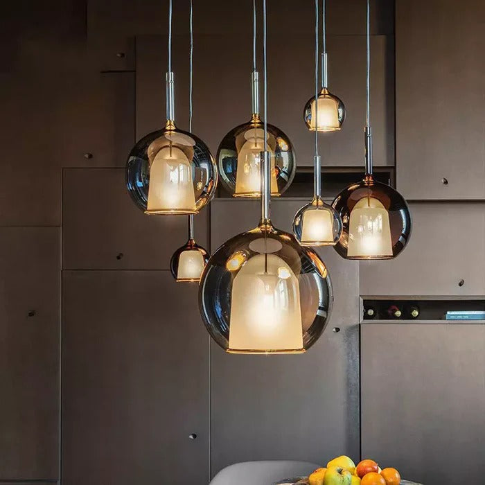 Pendant Light, Nordic-Style Glass and Metal Shade, Gold or Chocolate, FjordLine