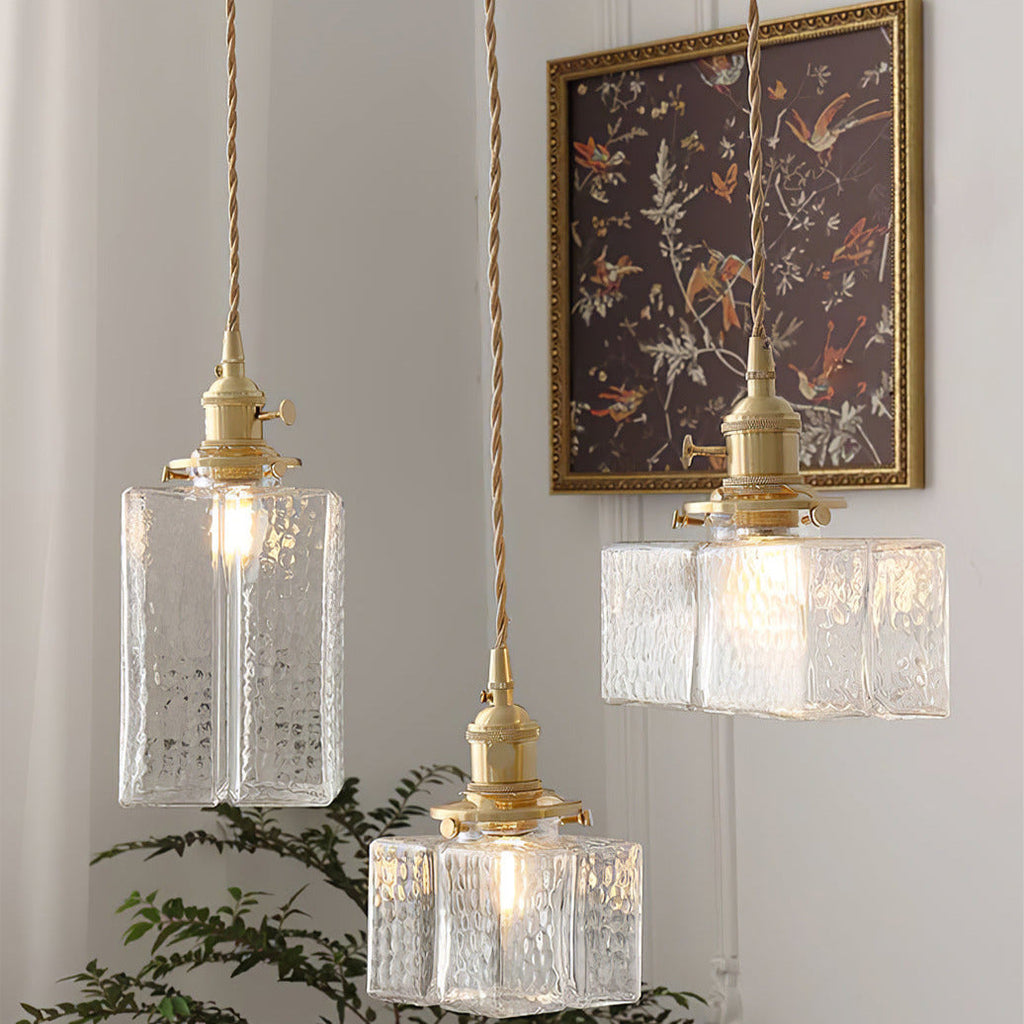 Ovely Vintage Glass Brass Hammered Pendant Light | Fioriscas