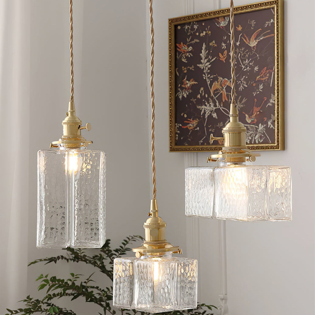 Ovely Vintage Glass Brass Hammered Pendant Light | Fioriscas
