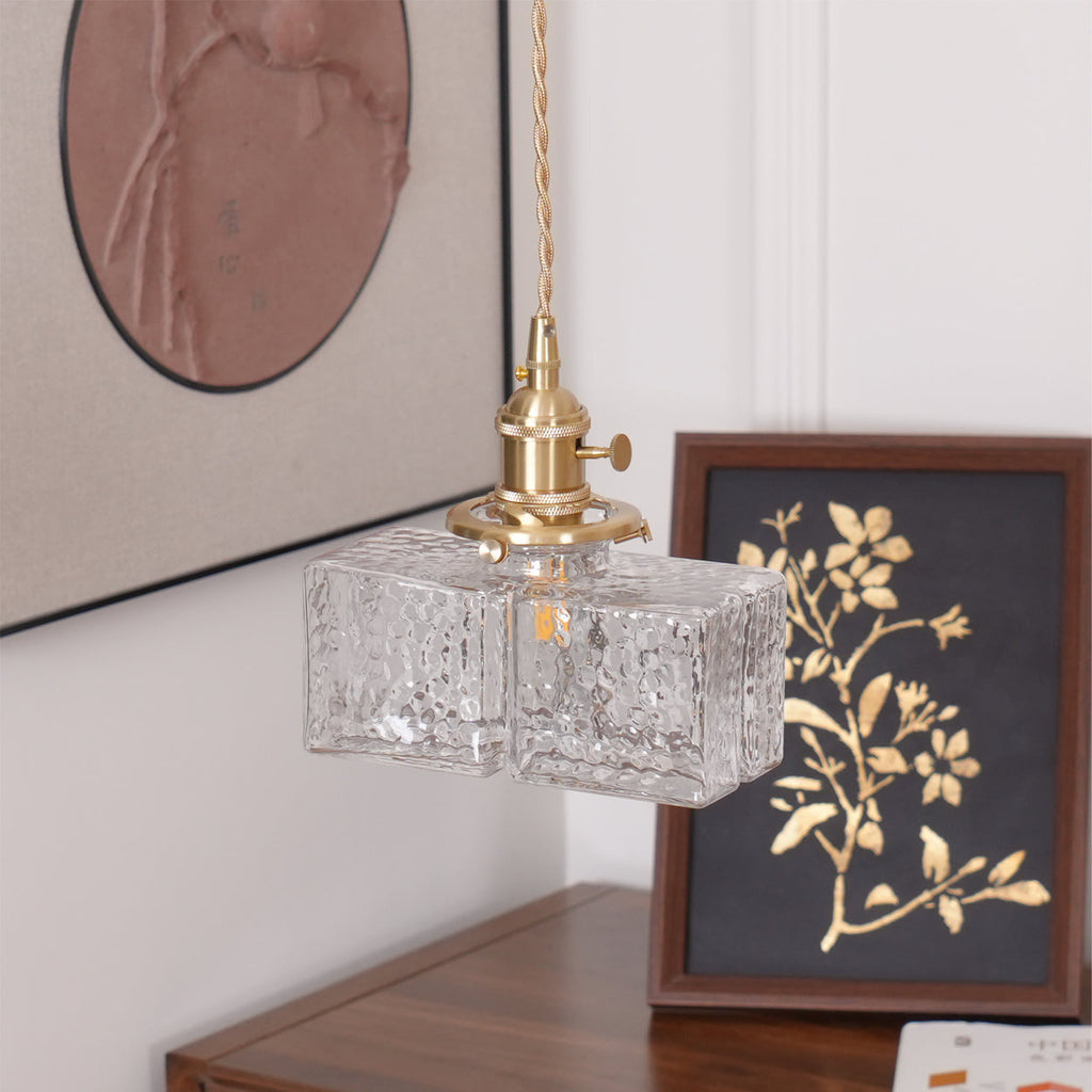 Ovely Vintage Glass Brass Hammered Pendant Light | Fioriscas