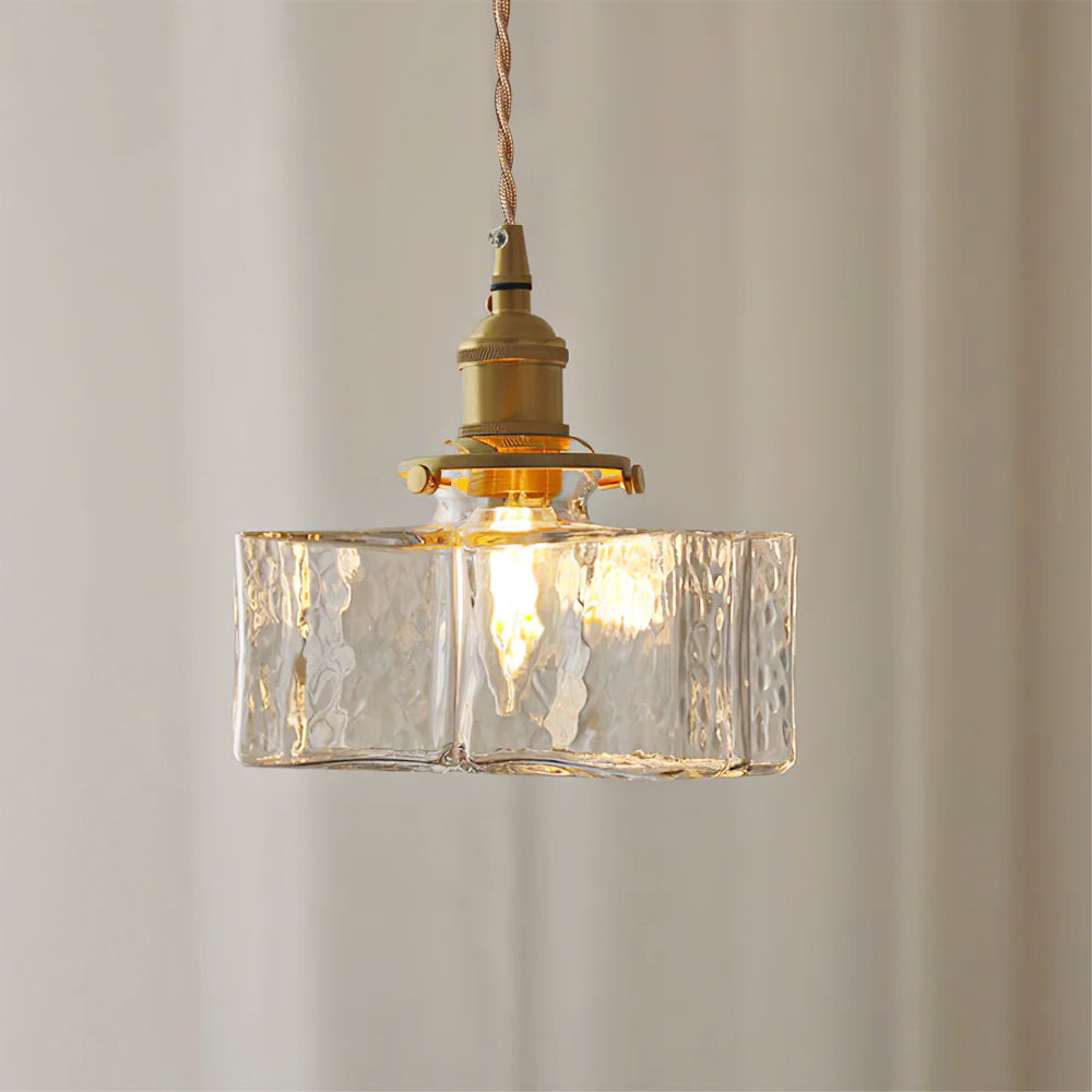Ovely Vintage Glass Brass Hammered Pendant Light | Fioriscas