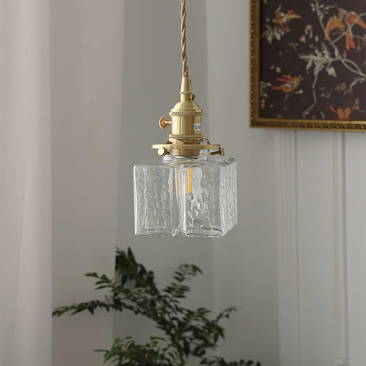 Ovely Vintage Glass Brass Hammered Pendant Light | Fioriscas