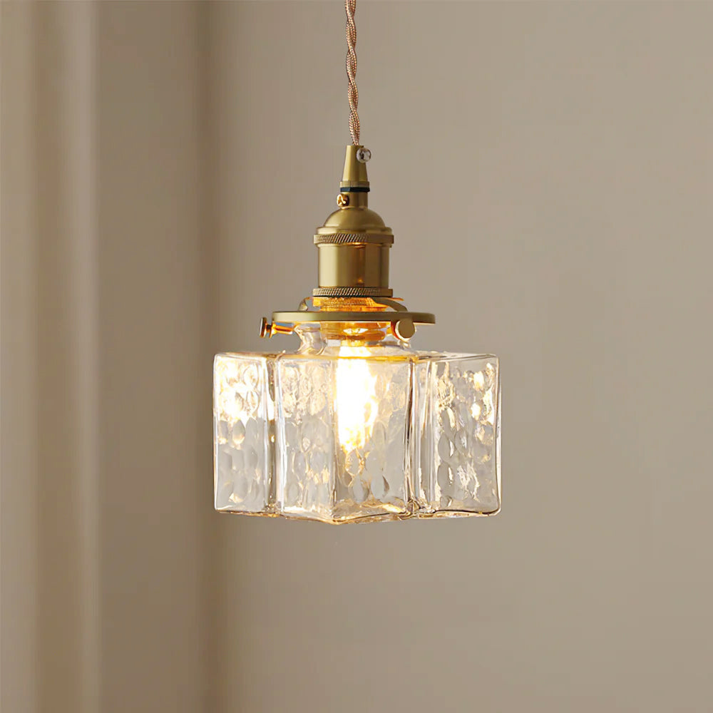 Ovely Vintage Glass Brass Hammered Pendant Light | Fioriscas