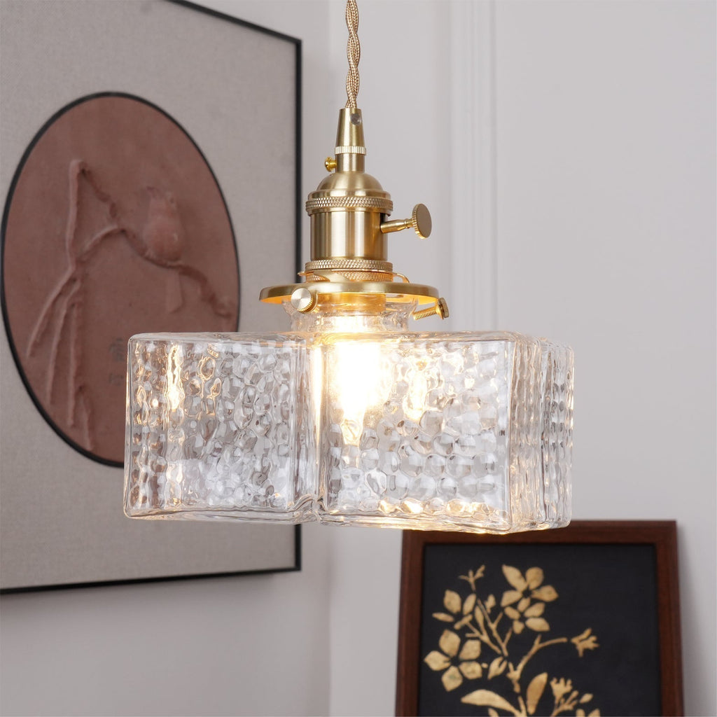 Ovely Vintage Glass Brass Hammered Pendant Light | Fioriscas