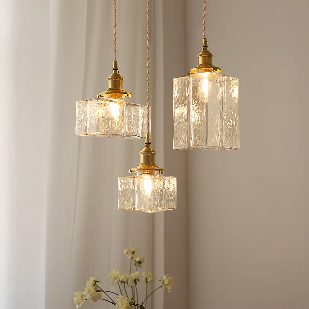 Ovely Vintage Glass Brass Hammered Pendant Light | Fioriscas