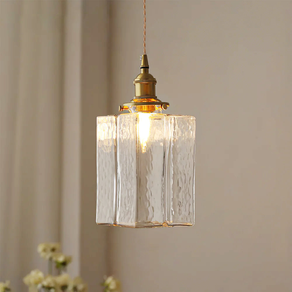 Ovely Vintage Glass Brass Hammered Pendant Light | Fioriscas