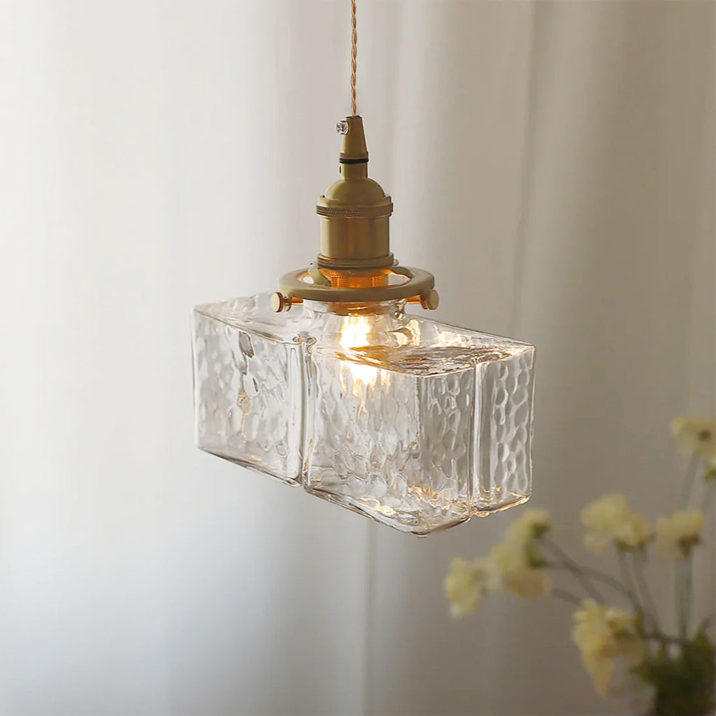 Ovely Vintage Glass Brass Hammered Pendant Light | Fioriscas