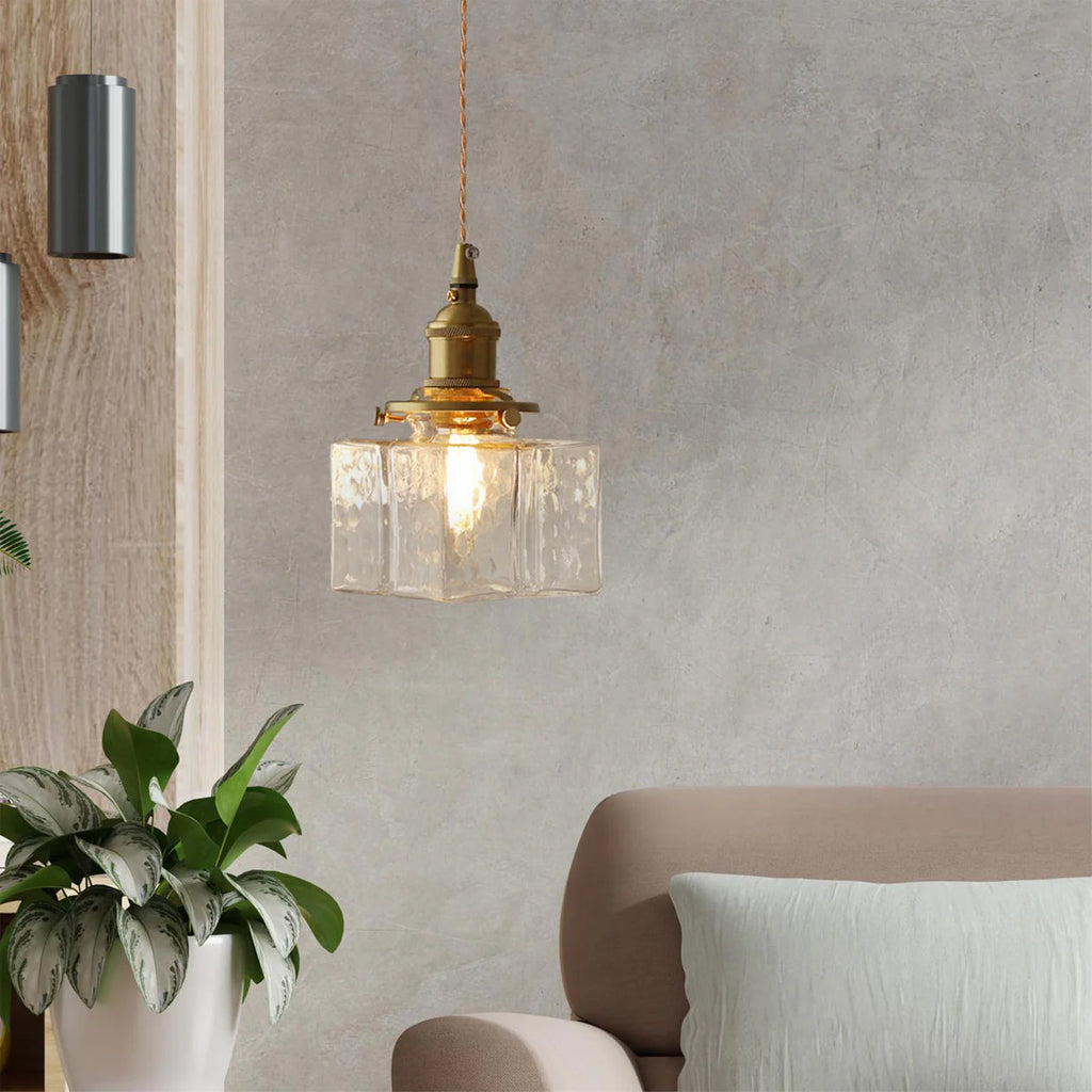 Ovely Vintage Glass Brass Hammered Pendant Light | Fioriscas
