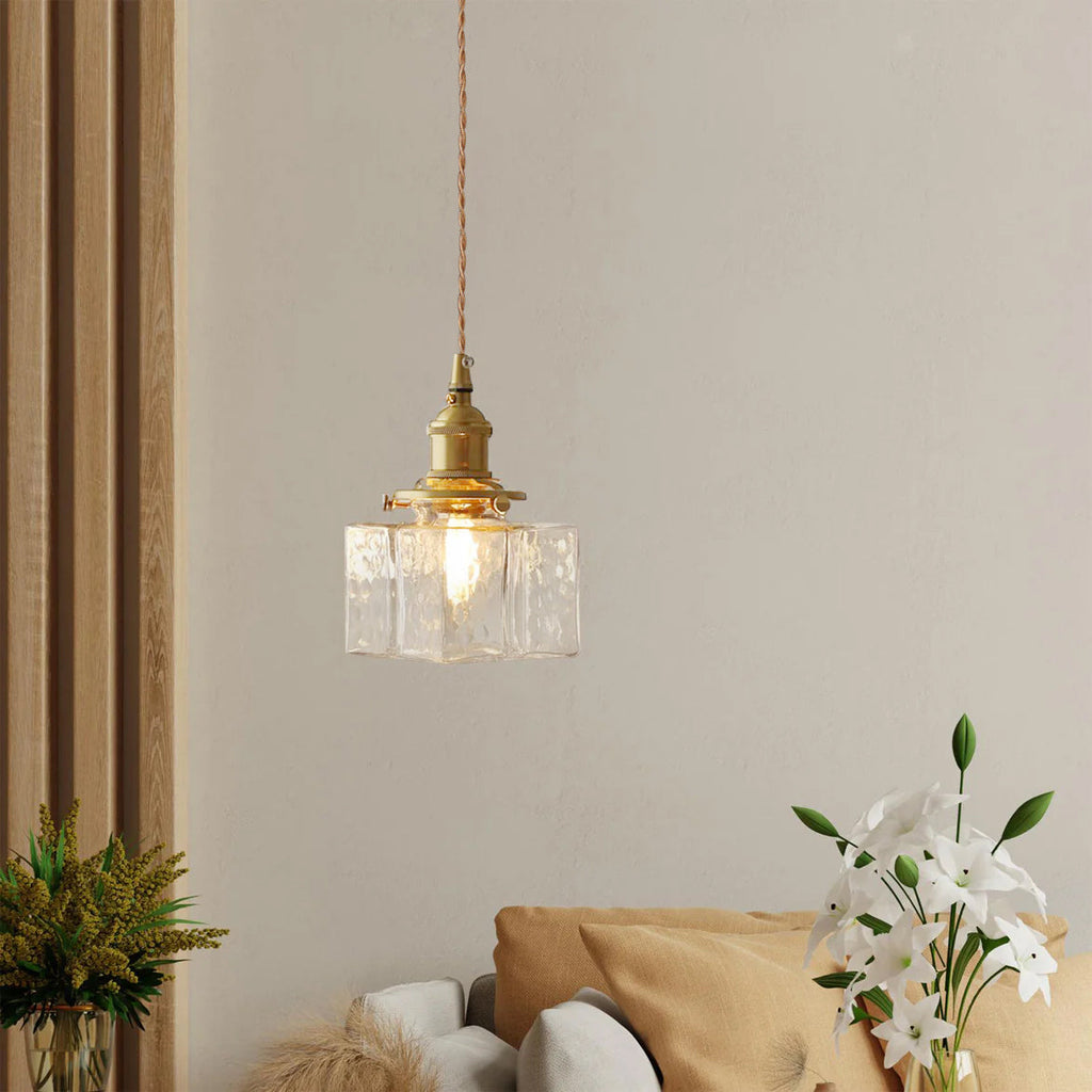 Ovely Vintage Glass Brass Hammered Pendant Light | Fioriscas