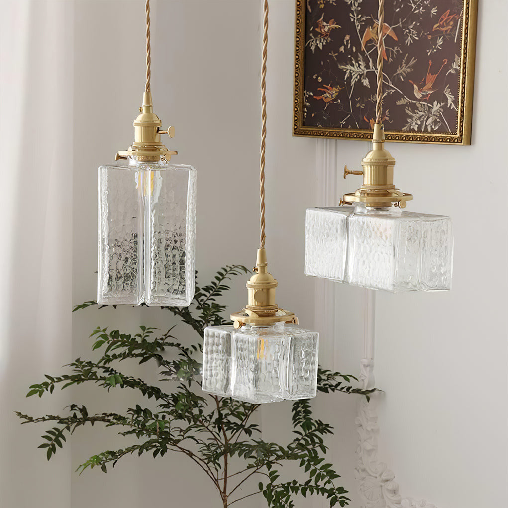 Ovely Vintage Glass Brass Hammered Pendant Light | Fioriscas