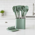 Set da cucina resistente al calore con 11 pezzi e manico effetto legno - Fioriscas