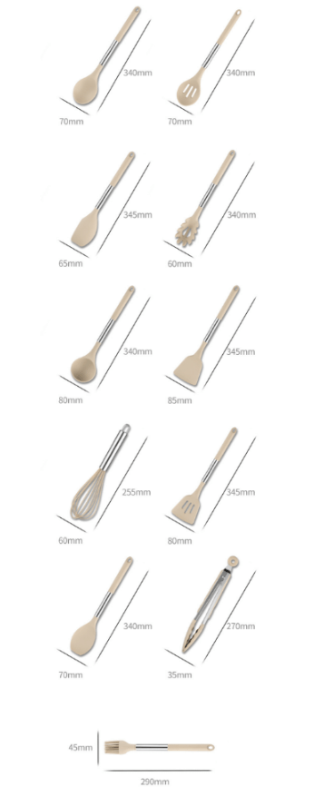 Set da cucina resistente al calore con 11 pezzi e manico effetto legno - Fioriscas