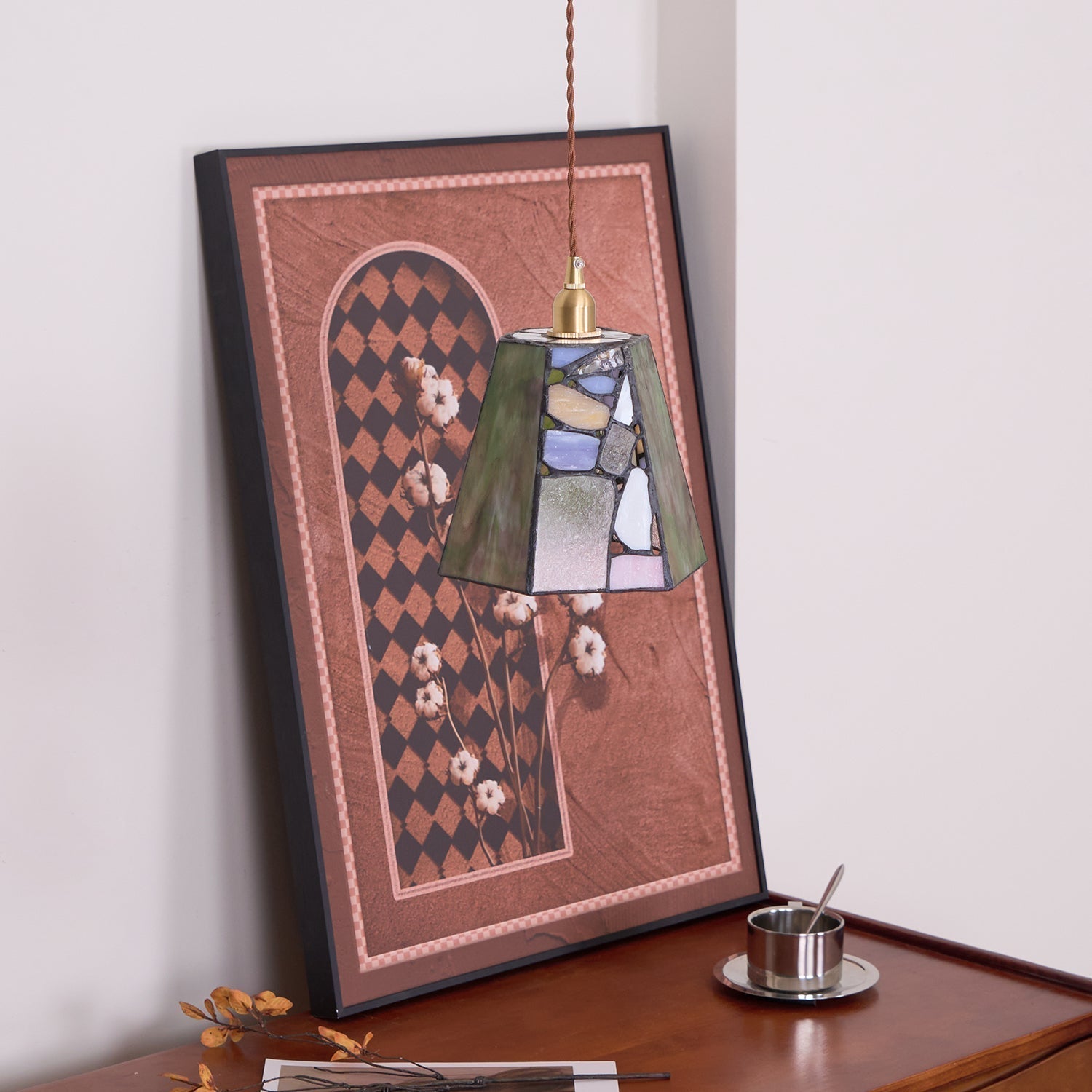 Mavine Tiffany-Style Stained Glass Pendant Light | Fioriscas