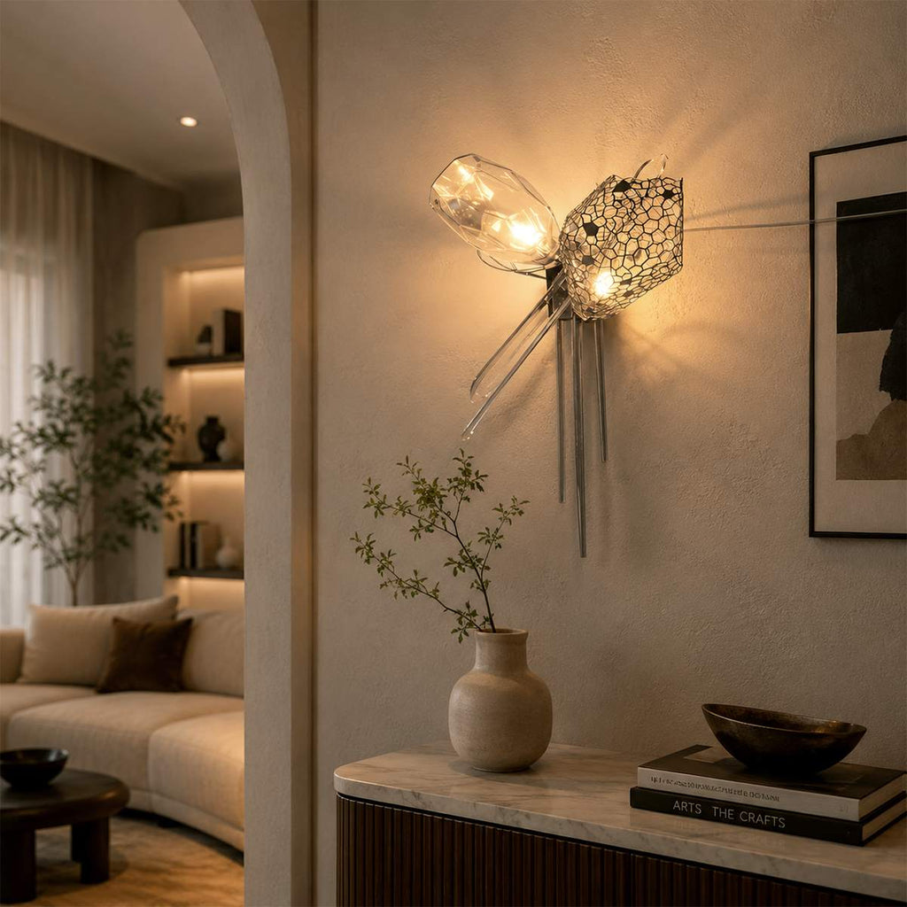 Lumenary Iron And Glass Sculptural Wall Lamp Fixture