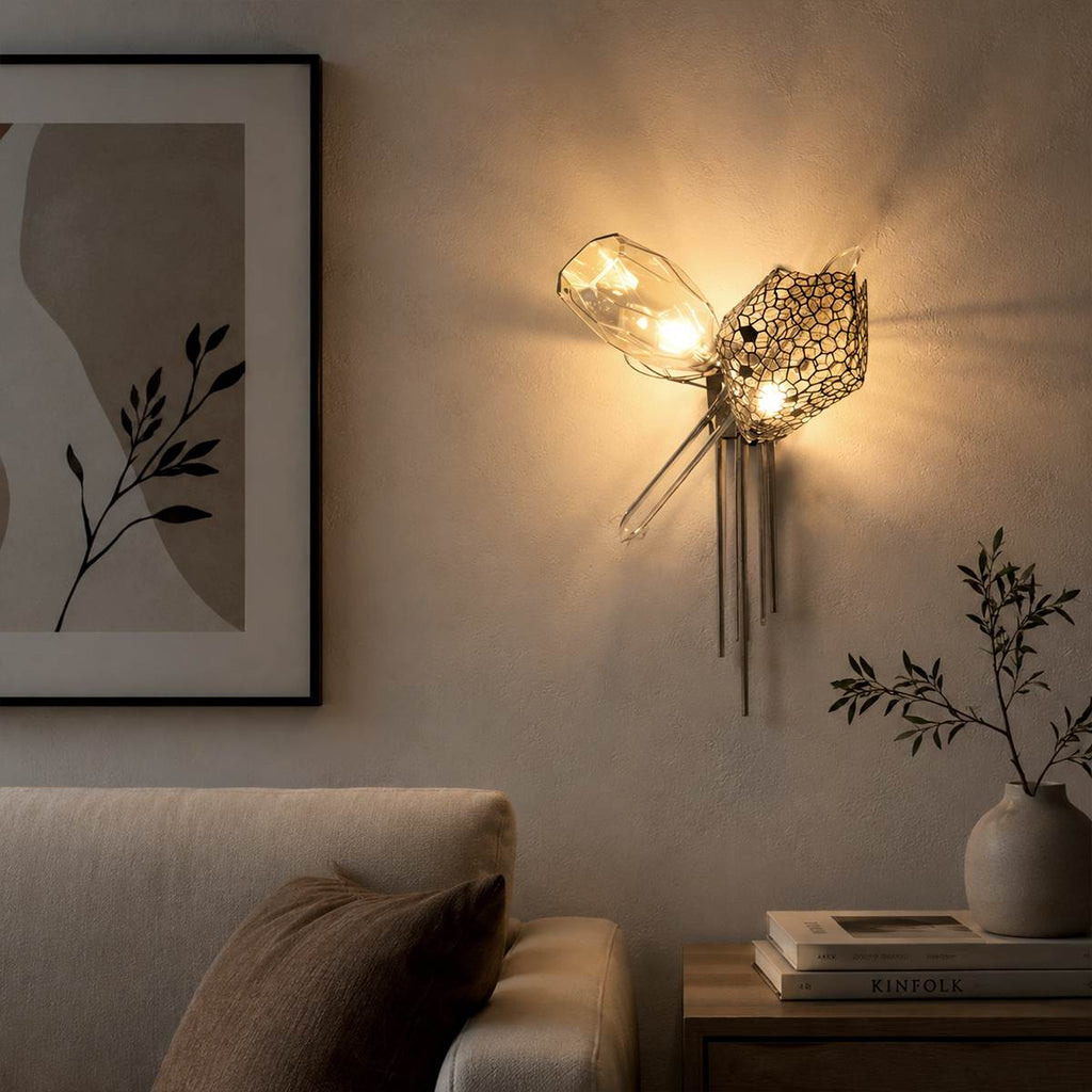 Lumenary Iron And Glass Sculptural Wall Lamp Fixture