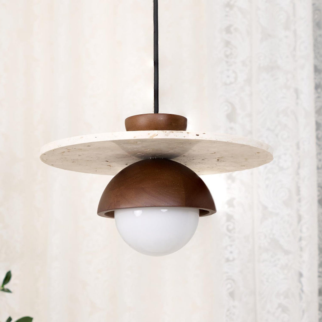 Ritta Pendant Light Glass Globe Travertine | Fioriscas