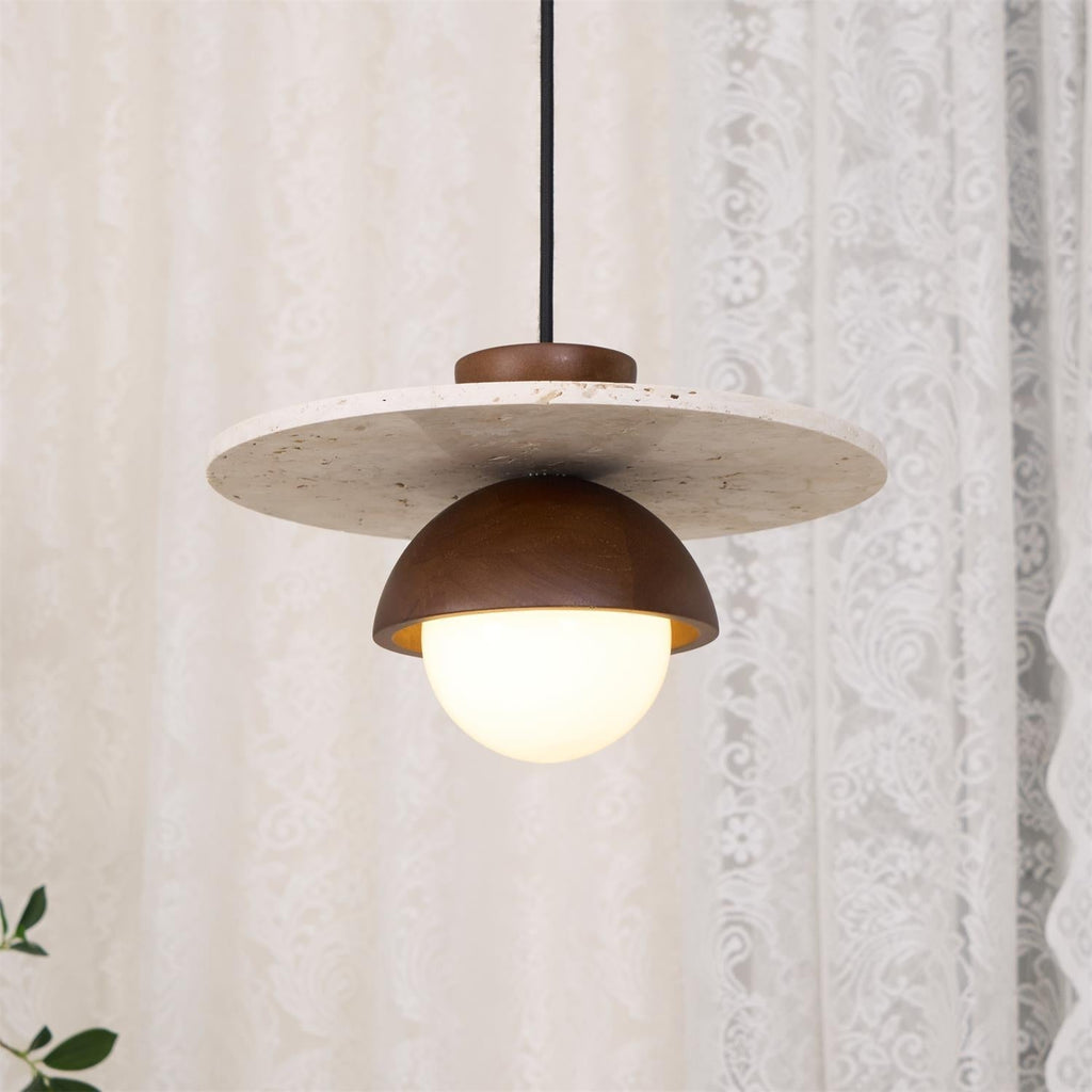 Ritta Pendant Light Glass Globe Travertine | Fioriscas