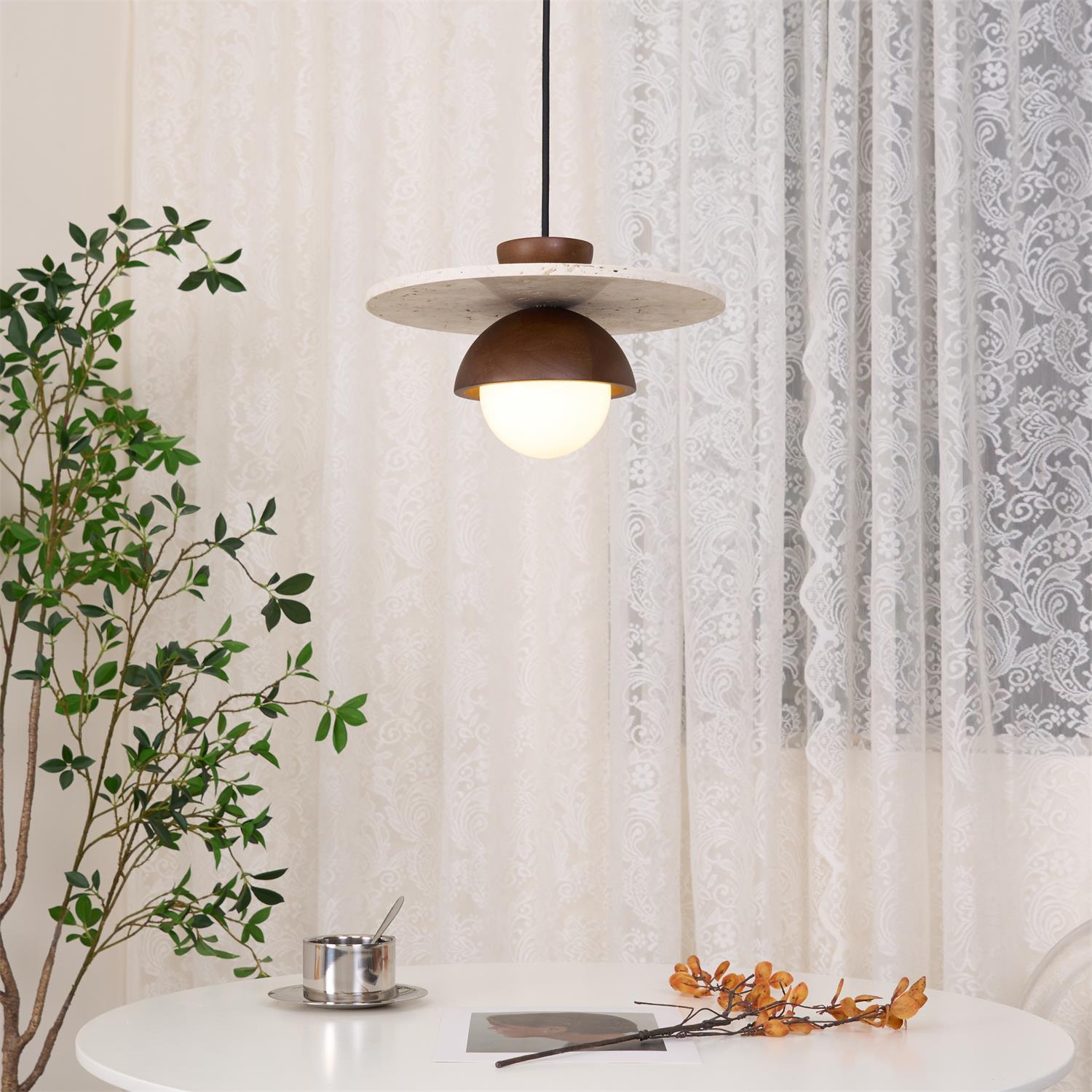 Ritta Pendant Light Glass Globe Travertine | Fioriscas