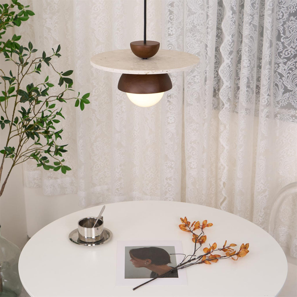 Ritta Pendant Light Glass Globe Travertine | Fioriscas