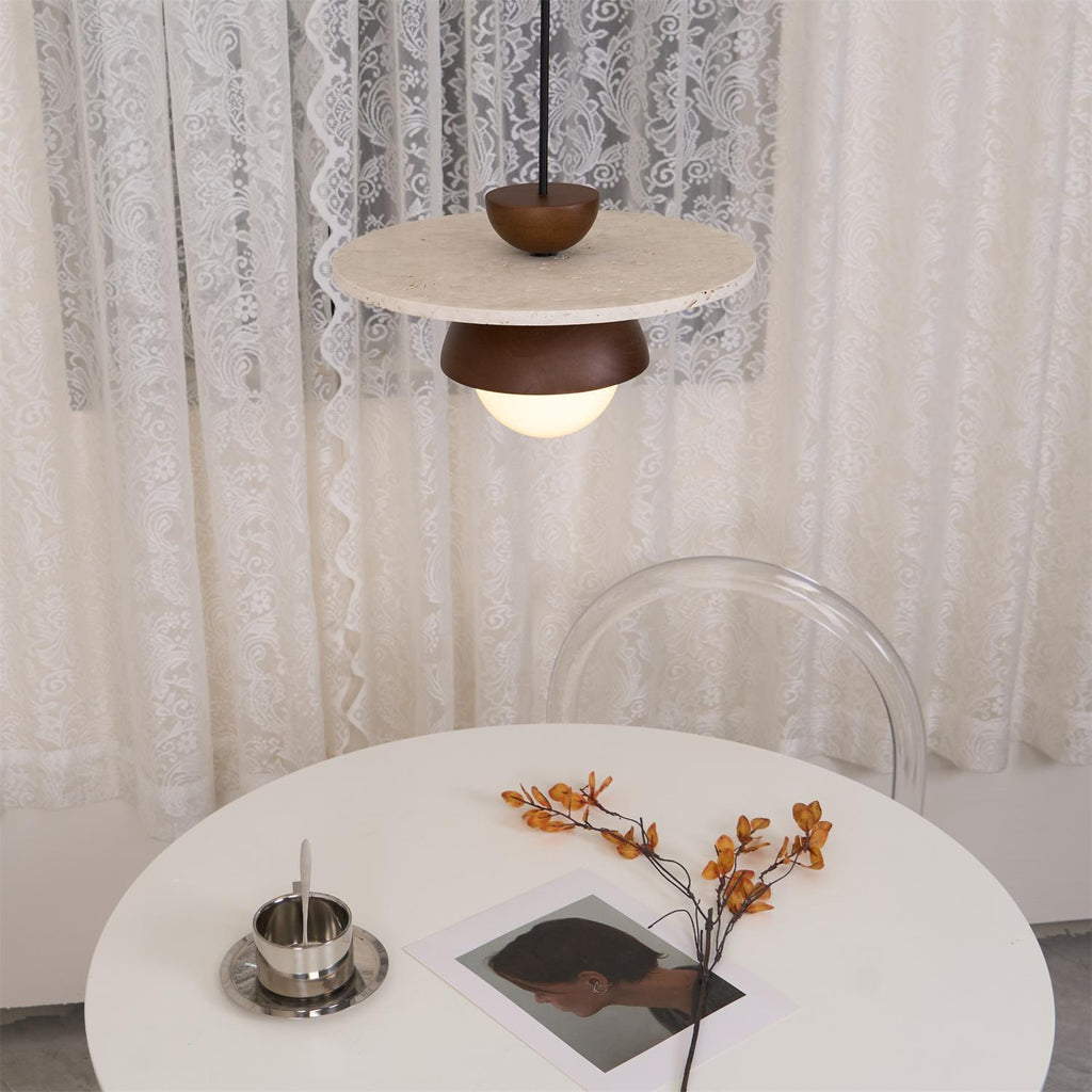 Ritta Pendant Light Glass Globe Travertine | Fioriscas