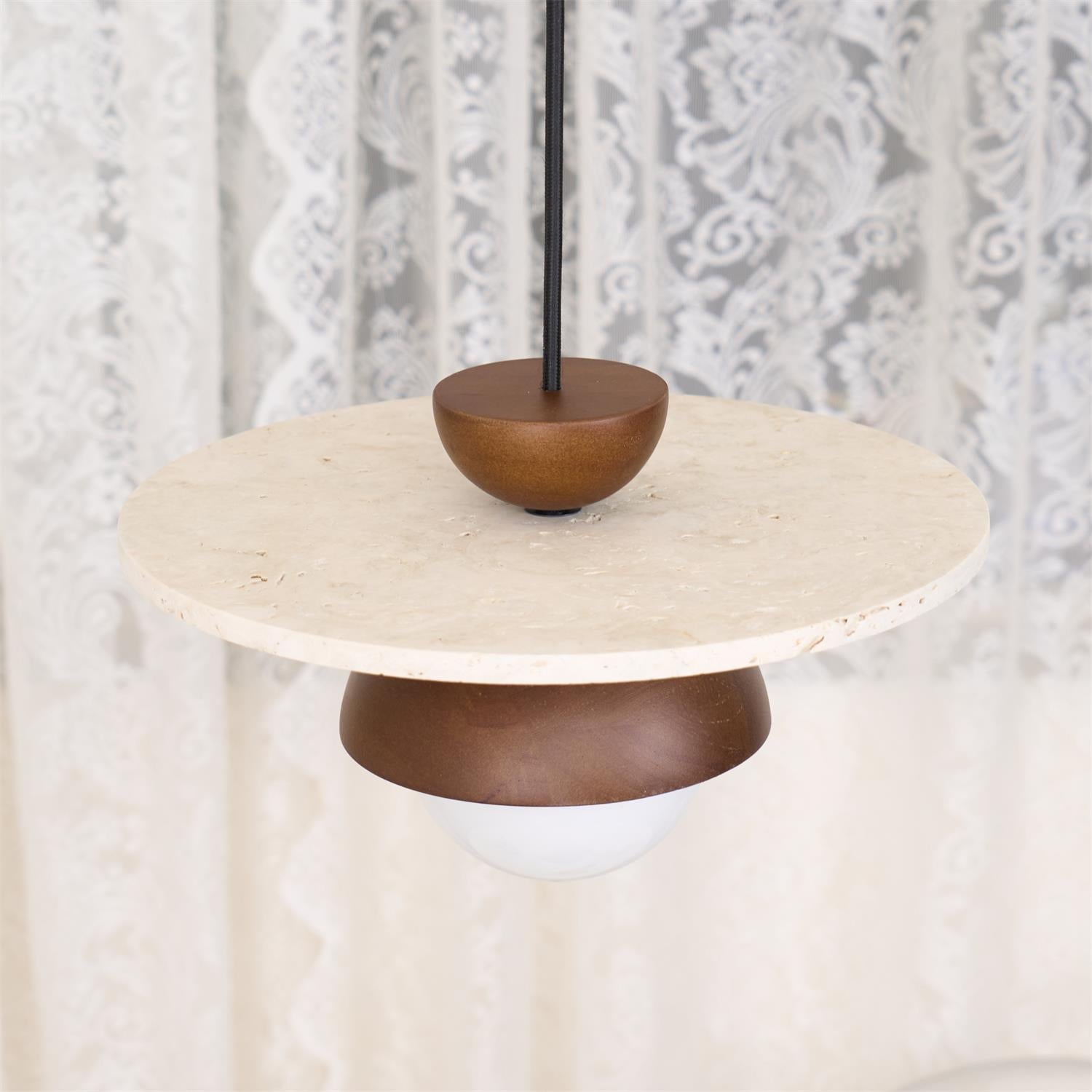 Ritta Pendant Light Glass Globe Travertine | Fioriscas