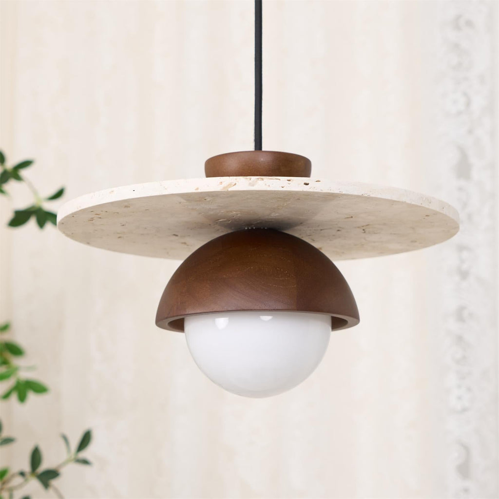Ritta Pendant Light Glass Globe Travertine | Fioriscas