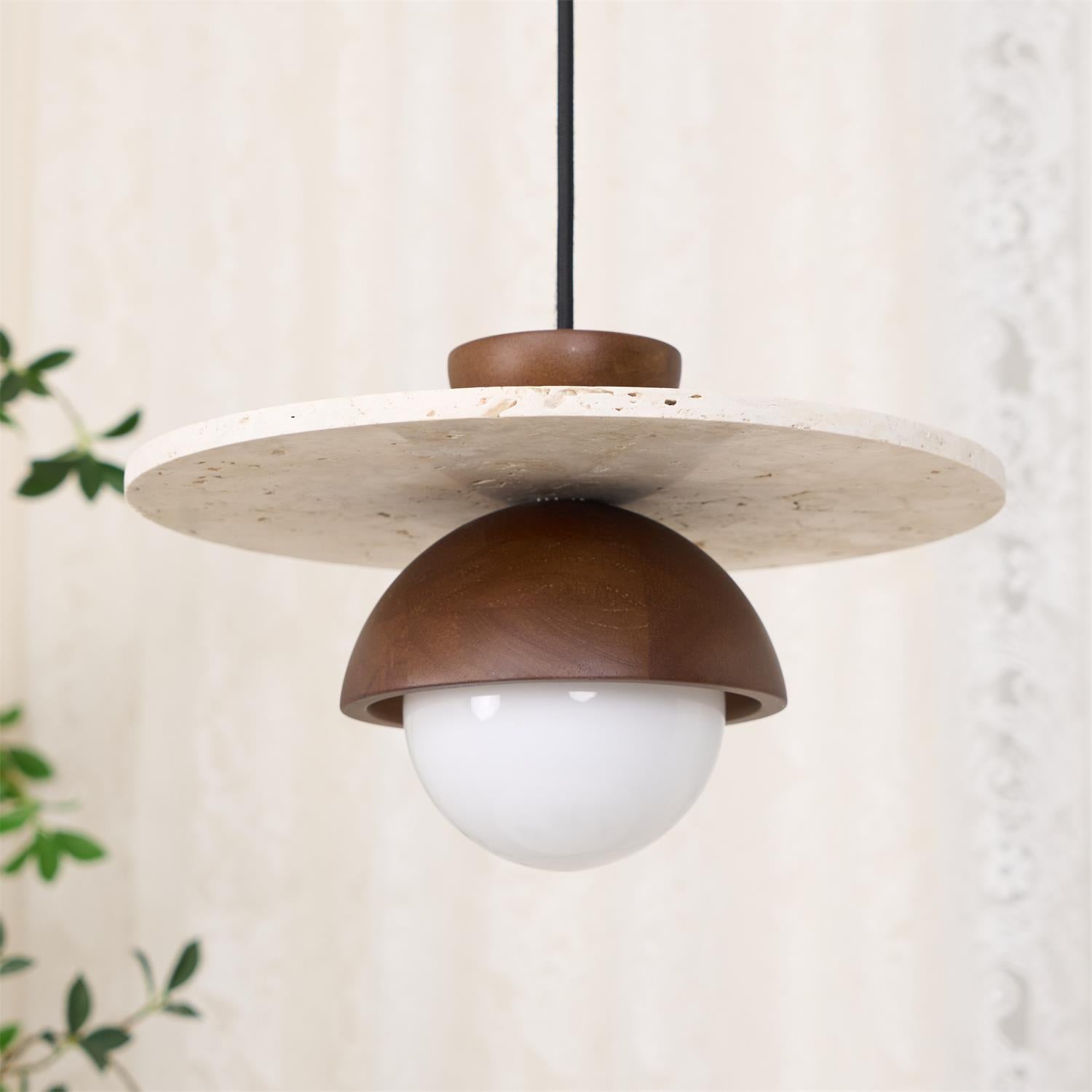 Ritta Pendant Light Glass Globe Travertine | Fioriscas