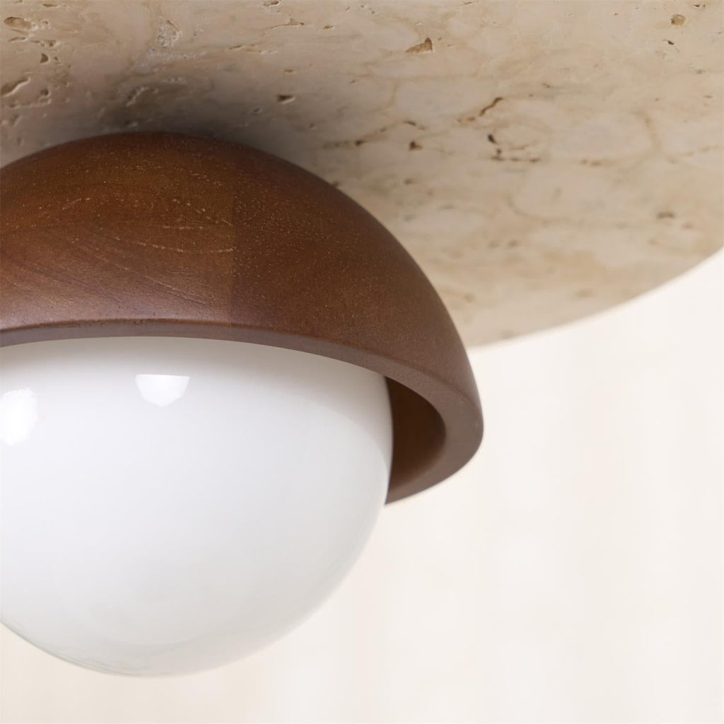 Ritta Pendant Light Glass Globe Travertine | Fioriscas