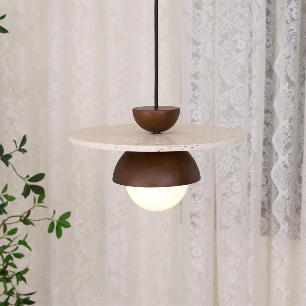 Ritta Pendant Light Glass Globe Travertine | Fioriscas