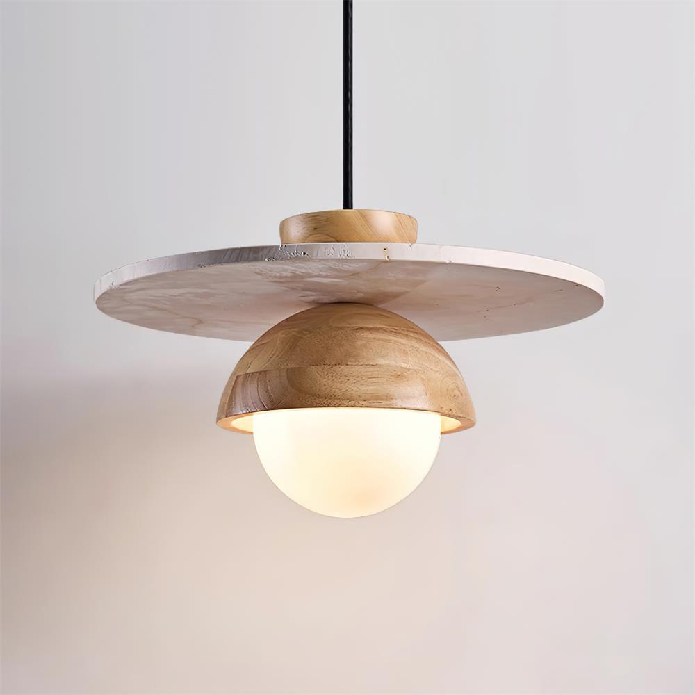 Ritta Pendant Light Glass Globe Travertine | Fioriscas