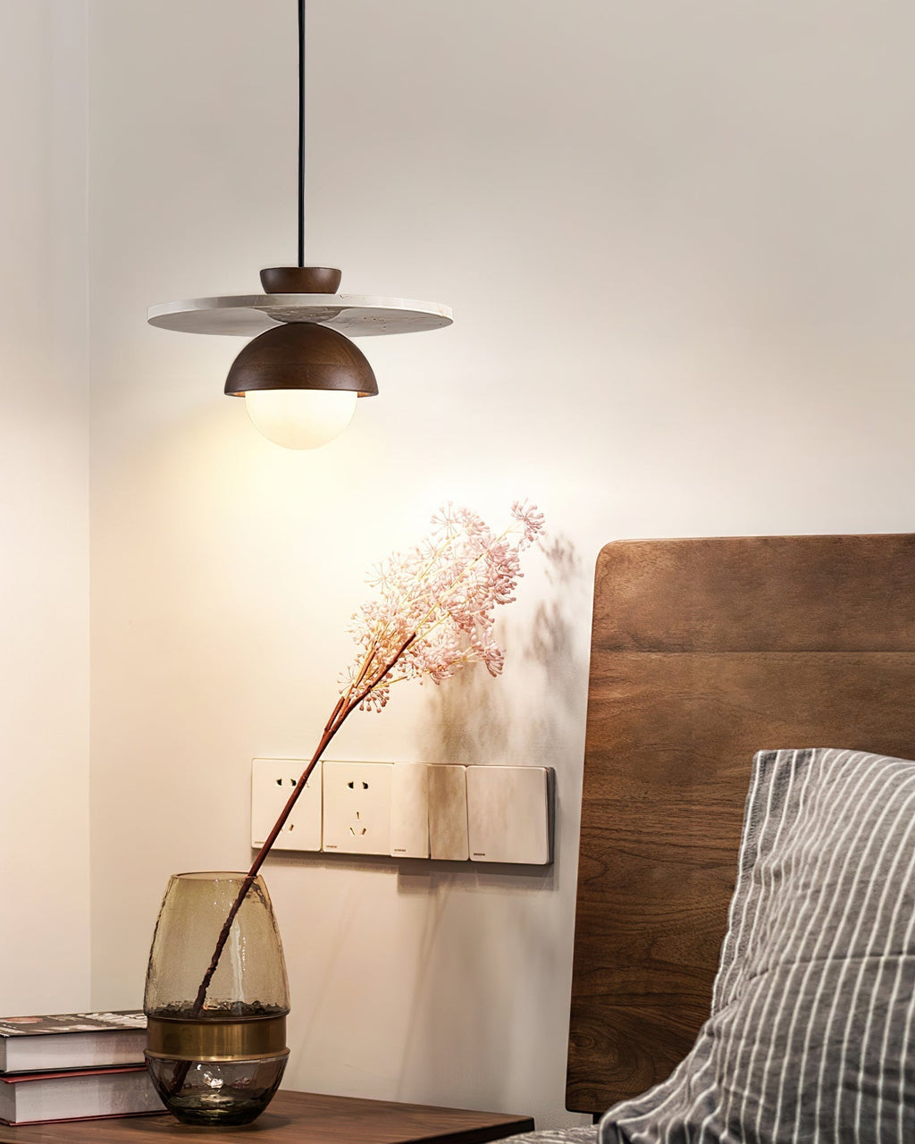Ritta Pendant Light Glass Globe Travertine | Fioriscas